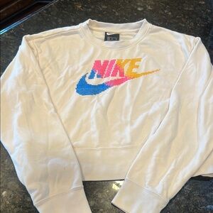 Nike White Crew Neck Sweater